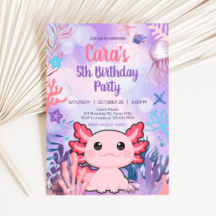 Invitación Partido de Cumpleaños de Axolotl