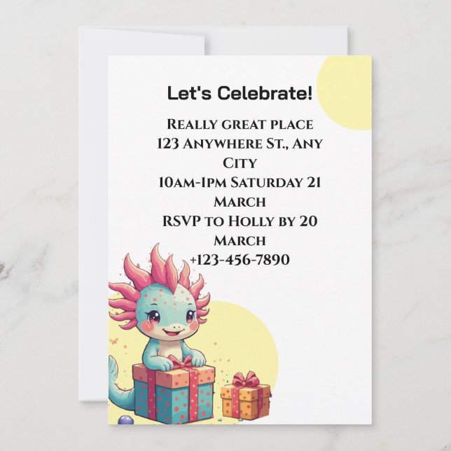 Invitación Partido de cumpleaños de Axolotl boy y Chica (Reverso)