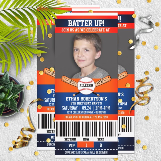 Invitación Partido de cumpleaños de béisbol con estilo de bol (Subido por el creador)