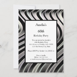 Invitación Partido de cumpleaños de Black White Abstract