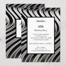 Invitación Partido de cumpleaños de Black White Abstract