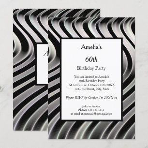 Invitación Partido de cumpleaños de Black White Abstract