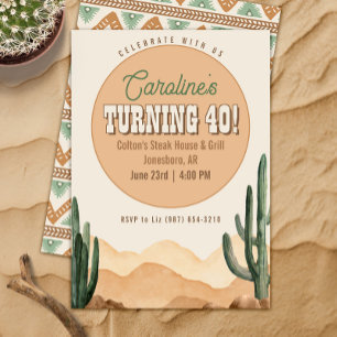 Invitación Partido de Cumpleaños de Cactus del Desierto del S