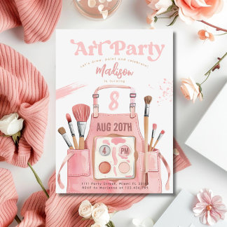 Invitación Partido de cumpleaños de Chica de pintura artístic