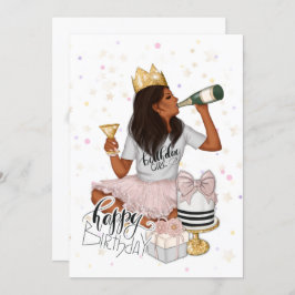 Invitación Partido de cumpleaños de Chicas afroamericanos ros