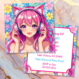 Invitación Partido de Cumpleaños de Chicas Temáticos Anime