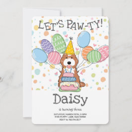 Invitación Partido de cumpleaños de Cockapoo Blanco Rojo Cava