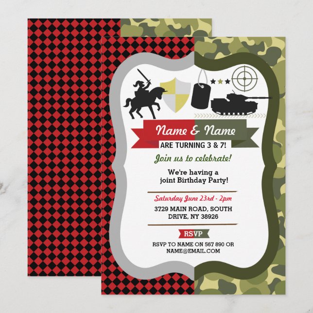 Invitación Partido de cumpleaños de cualquier caballero mayor (Anverso / Reverso)