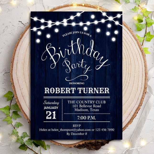 Invitación Partido de Cumpleaños de Cualquier Edad - Madera d (Subido por el creador)