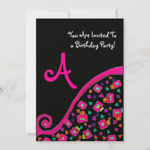 Invitación PARTIDO DE CUMPLEAÑOS DE DECO MONOGRAM, oro negro 