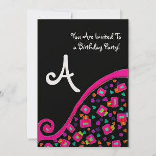 Invitación PARTIDO DE CUMPLEAÑOS DE DECO MONOGRAM, oro negro