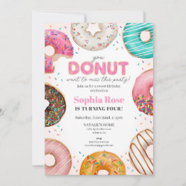 Invitación Partido de cumpleaños de Donut asolado por Chica
