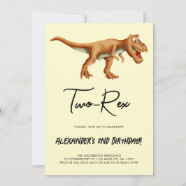 Invitación Partido de cumpleaños de dos rex dinosaurios minim