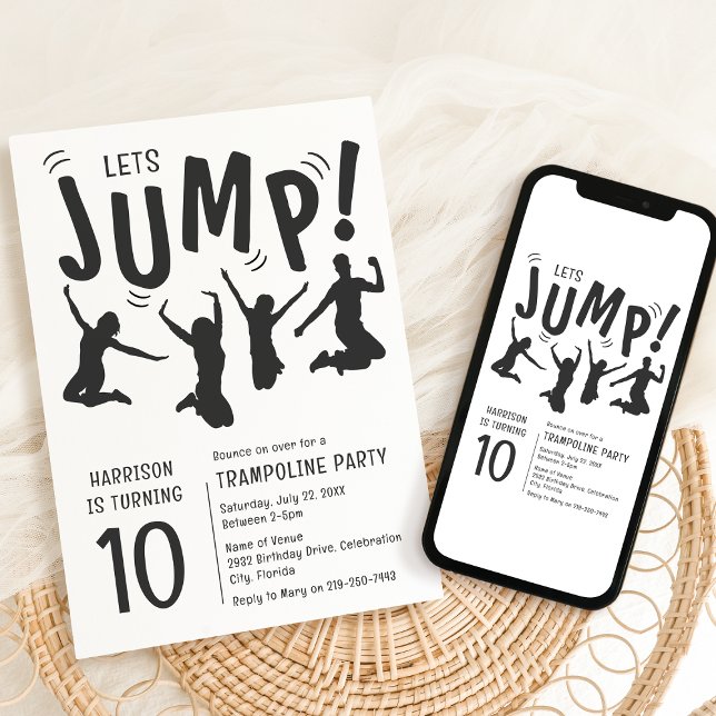 Invitación Partido de cumpleaños de Fiesta Trampoline para Ni (Subido por el creador)