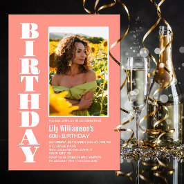 Invitación Partido de cumpleaños de foto blanca de cualquier 