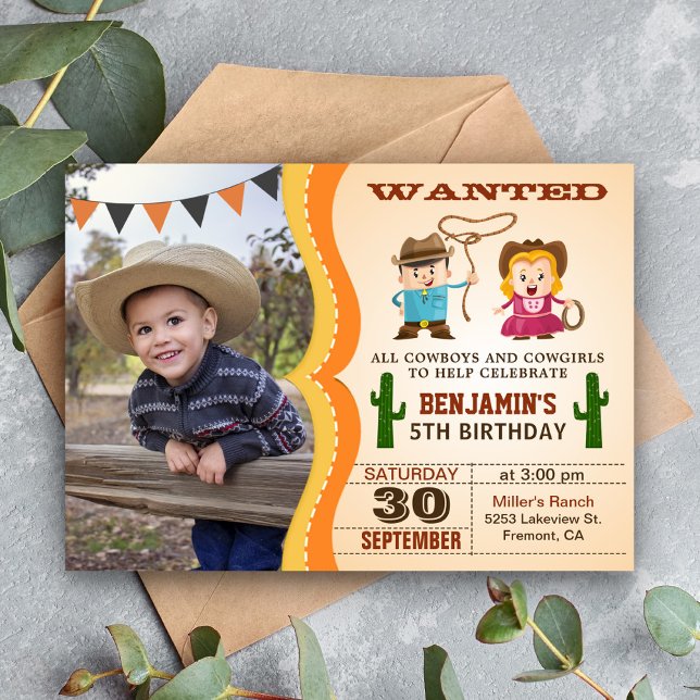 Invitación Partido de cumpleaños de foto de Cowboy queridos p (Subido por el creador)