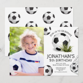 Invitación Partido de cumpleaños de fotos de fútbol para niño