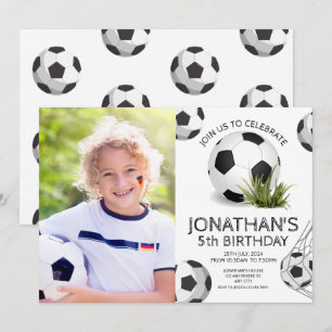 Invitación Partido de cumpleaños de fotos de fútbol para niño