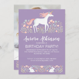 Invitación Partido de cumpleaños de fotos de Unicornio mágico