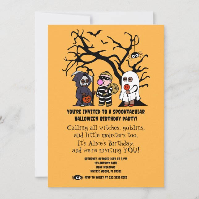 Invitación Partido de cumpleaños de Halloween de Halloween co (Anverso)