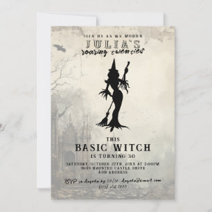 Invitación Partido de cumpleaños de Halloween de la Bruja Mod