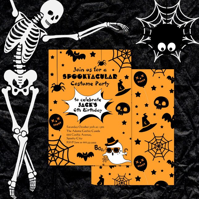 Invitación Partido de cumpleaños de Halloween Spooktacular en (Subido por el creador)
