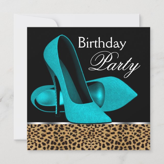 Invitación Partido de cumpleaños de High Heels del Leopardo A (Anverso)