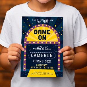 Invitación Partido de cumpleaños de inicio de sesión de juego