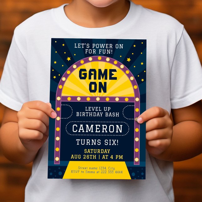 Invitación Partido de cumpleaños de inicio de sesión de juego (Subido por el creador)