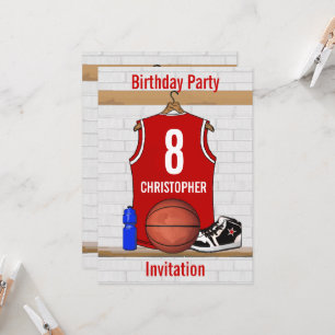 Invitación Partido de Cumpleaños de Jersey de Baloncesto Rojo