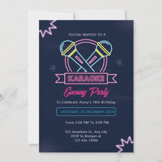 Invitación Partido de Cumpleaños de Karaoke
