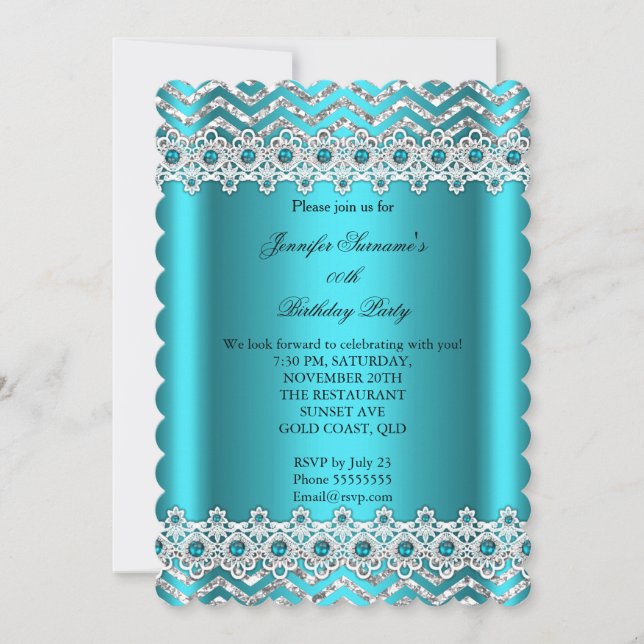 Invitación Partido de Cumpleaños de la Chevron Silver de la P (Anverso)