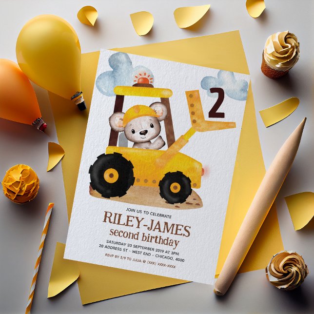 Invitación Partido de Cumpleaños de la Construcción (Get ready to dig in and celebrate with our 'Under Construction' Birthday Invitation!)