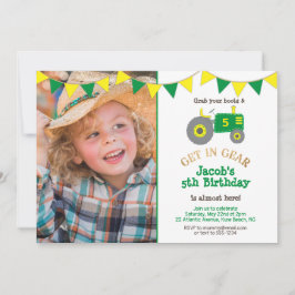 Invitación Partido de cumpleaños de la foto de Rustic Green T