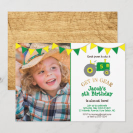 Invitación Partido de cumpleaños de la foto de Rustic Green T