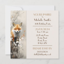 Invitación Partido de Cumpleaños de la Fox de Primavera