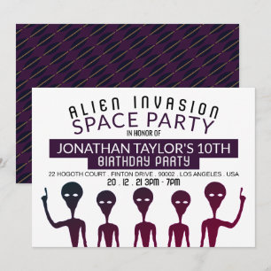 Invitación Partido de Cumpleaños de la Invasión de Alien