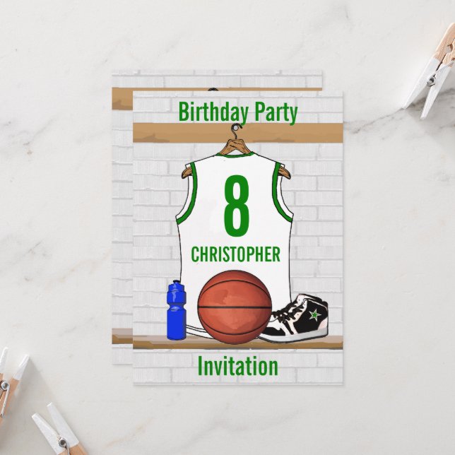 Invitación Partido de Cumpleaños de la Jersey de Baloncesto V (Anverso/Reverso In Situ)
