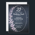 Invitación Partido de cumpleaños de la mariposa rosa de denim<br><div class="desc">Una plantilla de invitación para una fiesta de cumpleaños sencilla, moderna, elegante y de moda con un fondo de denim, un marco de mariposas brillantemente rosa, iridiscente, diamantes de imitación (¡esto es un efecto digital, no son verdaderos diamantes de imitación!) y escritura moderna de caligrafía, y tipografía en blanco. Diseño...</div>