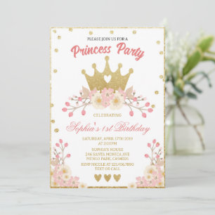 Invitación Partido de cumpleaños de la Princesa Real Floral d