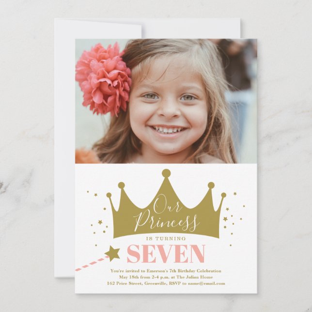 Invitación Partido de cumpleaños de la Princesa Rosa (Anverso)