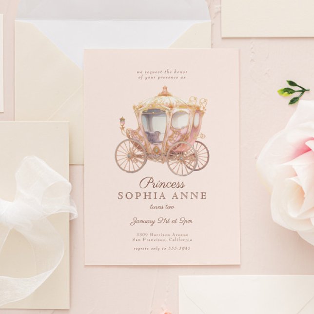 Invitación Partido de Cumpleaños de la Princesa Rosa Carriage (Subido por el creador)
