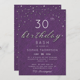 Invitación Partido de Cumpleaños de la Purpurina de la Joya M