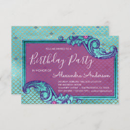 Invitación Partido de Cumpleaños de la Sirena Azul verde azul