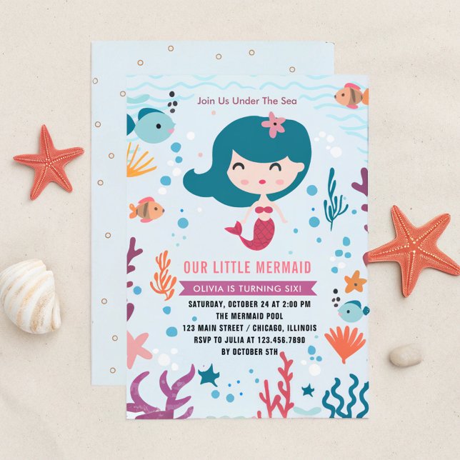 Invitación Partido de cumpleaños de la sirena mágica Chica (Subido por el creador)