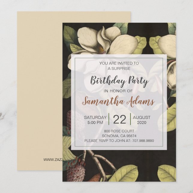 Invitación Partido de Cumpleaños de la Sorpresa de los Magnol (Anverso / Reverso)