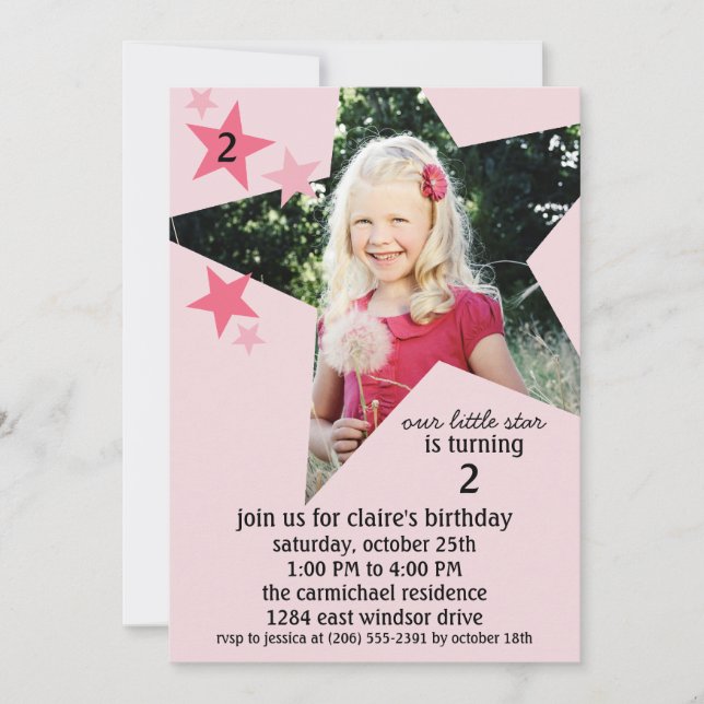 Invitación Partido de cumpleaños de la superestrella princesa (Anverso)