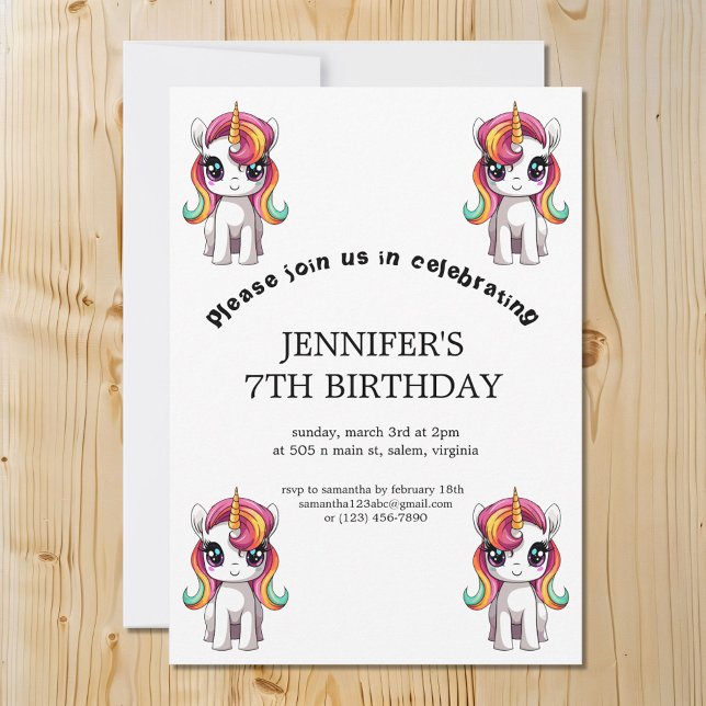 Invitación Partido de Cumpleaños de la Unicornio del Personal (Subido por el creador)