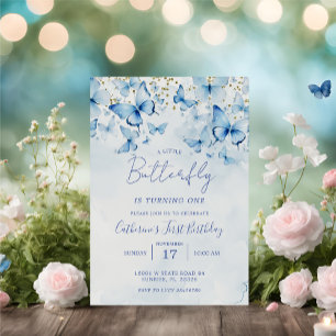 Invitación Partido de Cumpleaños de las Mariposas Azules y Pu