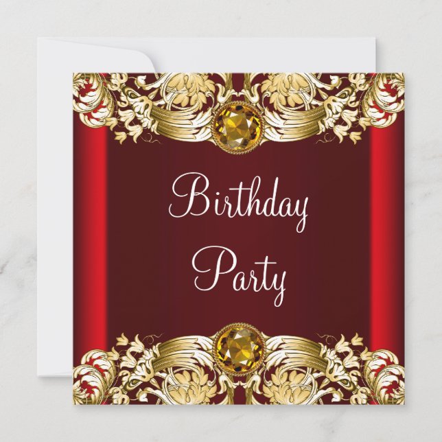 Invitación Partido de Cumpleaños de las Mujeres Oro Rojo (Anverso)